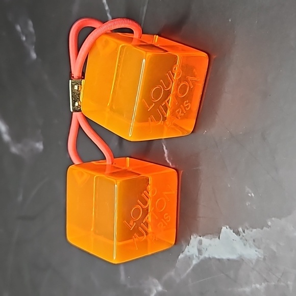 Louis Vuitton Hair Tie Cubes Green and Orange set of 2 - Picture 2 of 7